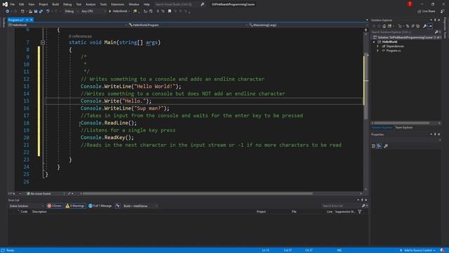 Console Commands and Comments in C# смотреть онлайн