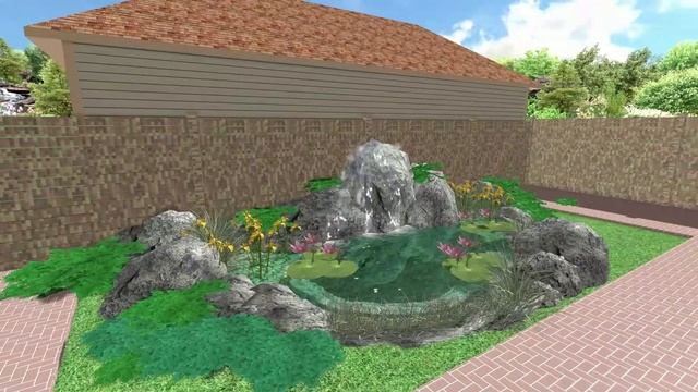 Водопад с прудом из арт бетона | ПРУД ПРУДИ