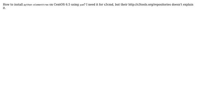 DevOps & SysAdmins: How to install python-elementtree on CentOS 6.5? смотреть онлайн