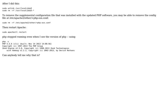 Apple: How to undo "sudo rm -rf /etc/apache2/other/+php-osx.conf"? смотреть онлайн