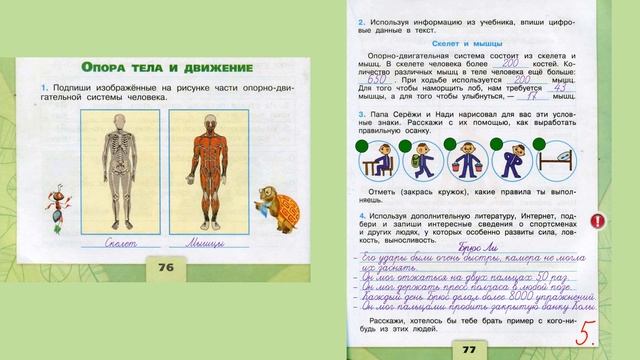 Опора тела и движение страницы 76-77 - Окружающий мир (Плешаков) - 3 класс 1 часть смотреть онлайн