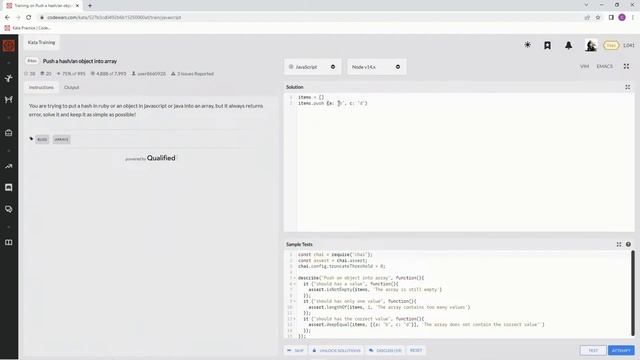 Codewars 8 kyu Push a Hash/an Object into Array JavaScript смотреть онлайн