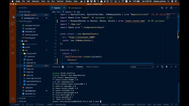 Routing in React (part 4 twitter clone) смотреть онлайн