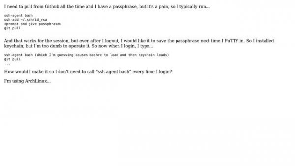 Be able to pull from git without password on login or just run keychain which does it for me