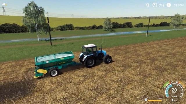 Farming Simulator 2019. Балдейкино. Трактор Беларус-1221.2 Распределитель удобрений МТТ 4У. смотреть онлайн
