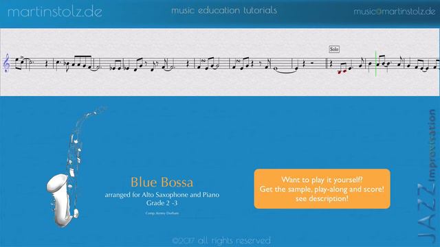 How to play "Blue Bossa" for Alto Saxophone and Piano смотреть онлайн