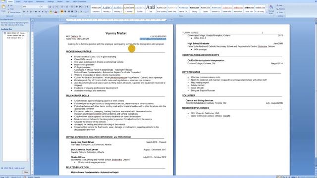 Обзор резюме. Pезюме в Канаде. Поиск работы в Канаде. 1/6