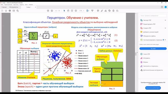 Обучение однослойного перцептрона классификации объектов смотреть онлайн