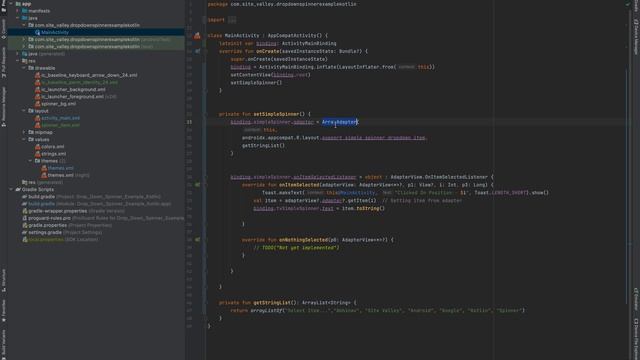 Drop-Down Spinner Example Kotlin (Android) смотреть онлайн