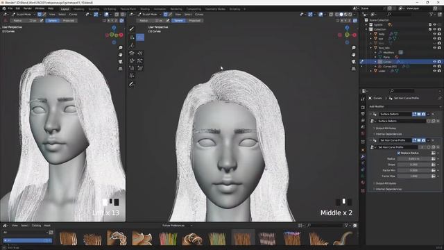 [Blender Tutorial] 쉽게 만드는 리얼한 롱헤어,속눈썹,눈썹/ Geometry Node Hair Assets in Blender 3.5 [블렌더 강의] смотреть онлайн
