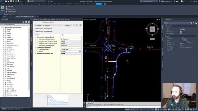 Editing the Horizontal Geometry of an Intersection in Civil 3D смотреть онлайн