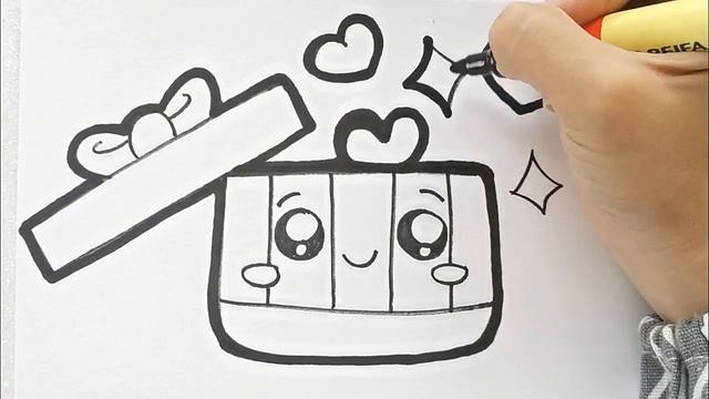 how to draw a cute birthday present easy смотреть онлайн