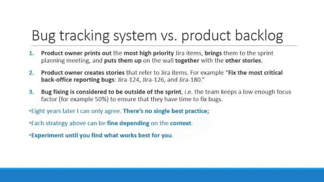 Sprint Planning 25 Bug Tracking vs Product Backlog смотреть онлайн