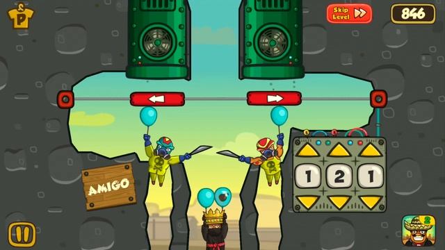 Amigo Pancho Эпизод 4 прохождение логической игры, головоломки на воздушном шарике против шипов #5 смотреть онлайн
