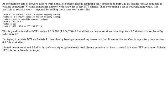 Unix & Linux: How to update NTP (Network Time Protocol) on Solaris 11? Fighting with DDoS attacks? смотреть онлайн