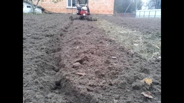 Культивация фрезами мотоблока глиняного участка . Часть вторая. смотреть онлайн