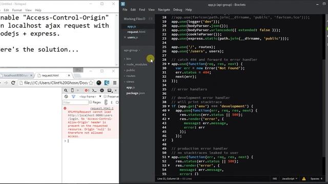 Solving "Access-Control-Allow-Origin" in localhost NodeJS + Express смотреть онлайн