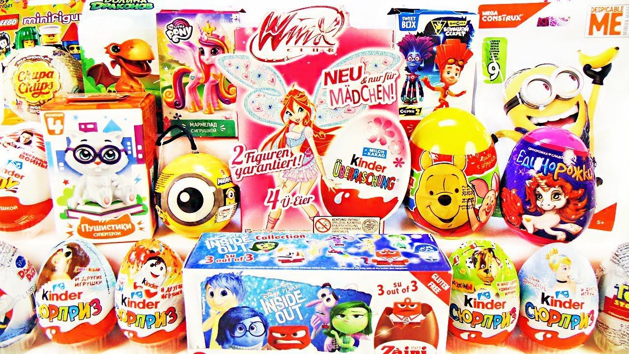 25 Киндер Сюрпризов, Unboxing Kinder Surprise ФИКСИКИ,Барбоскины,ВИНКС,Маша и Медведь,ПОНИ,Смешарики