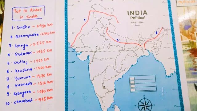 Top 10 Rivers in India with length and map location in Hindi | UPSC смотреть онлайн