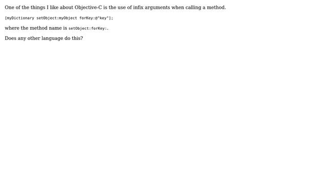 Software Engineering: Is Objective-C the only language with infix arguments? смотреть онлайн