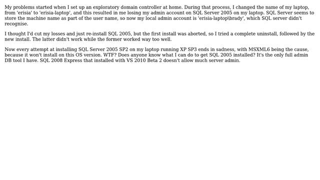 SQL 2005 Install completly broken on laptop (2 Solutions!!) смотреть онлайн