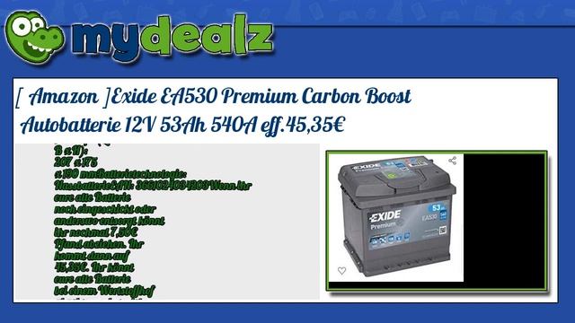 14% SPAREN - [ Amazon ]Exide EA530 Premium Carbon Boost Autobatterie 12V 53Ah 540A eff.45,35� смотреть онлайн