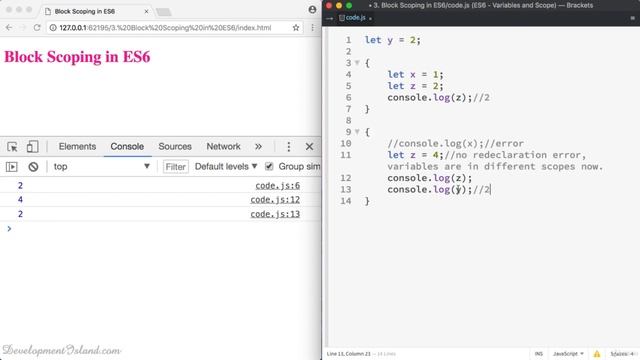 4. Block Scoping in Modern JavaScript ES6 смотреть онлайн