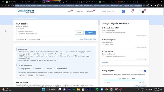 Python , Java and Java Script Internships | Freshers Jobs | IT Job Notifications смотреть онлайн