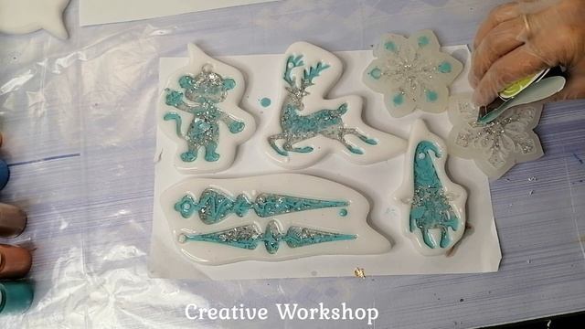 ?БИРЮЗОВЫЙ НАБОР ЕЛОЧНЫХ ИГРУШЕК ИЗ ЭПОКСИДНОЙ СМОЛЫ? смотреть онлайн