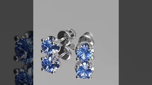 Серьги пусеты с голубым сапфиром D5мм из белого золота смотреть онлайн