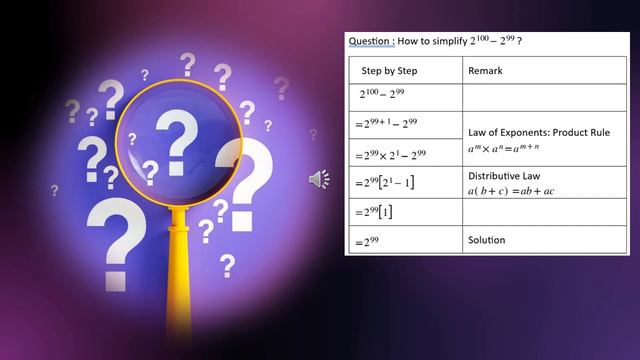 Olympiad Math : How to simplify 2 to the power of 100 minus 2 to the power of 99 смотреть онлайн