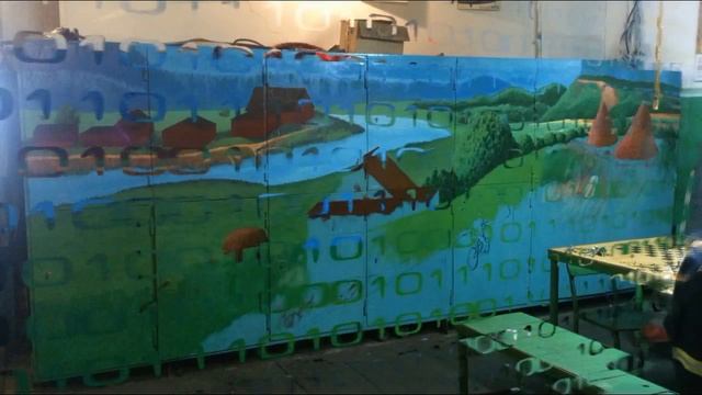 Картина на стене. Сельский пейзаж. Рисунок эмалью. смотреть онлайн