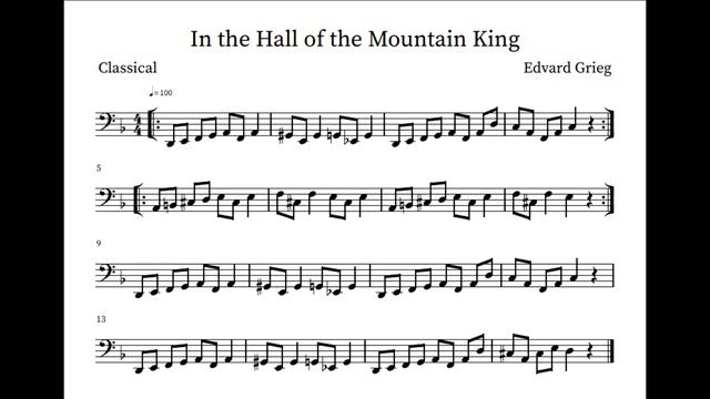 In the Hall of the Mountain King (Cello/Bassoon) - Sheet Music Play-Along смотреть онлайн