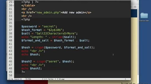 126 Добавление шифрования паролей в CMS (Lynda.com) Изучаем php смотреть онлайн