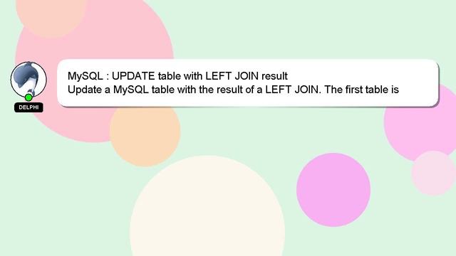 MySQL : UPDATE table with LEFT JOIN result смотреть онлайн
