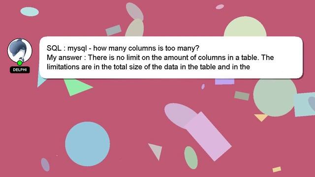 SQL : mysql - how many columns is too many? смотреть онлайн