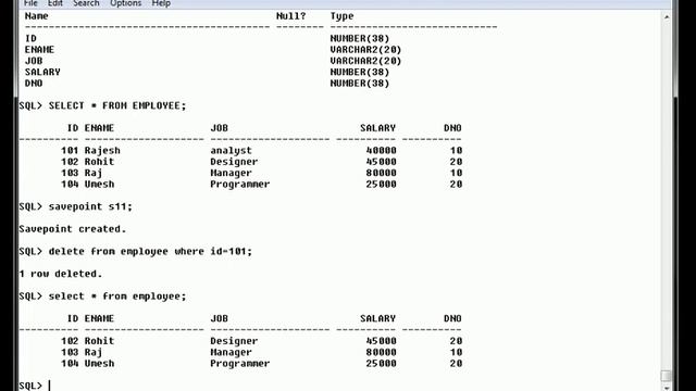 ORACLE SQL SAVEPOINT, ROLLBACK COMMAND ROHIT KAUTKAR смотреть онлайн