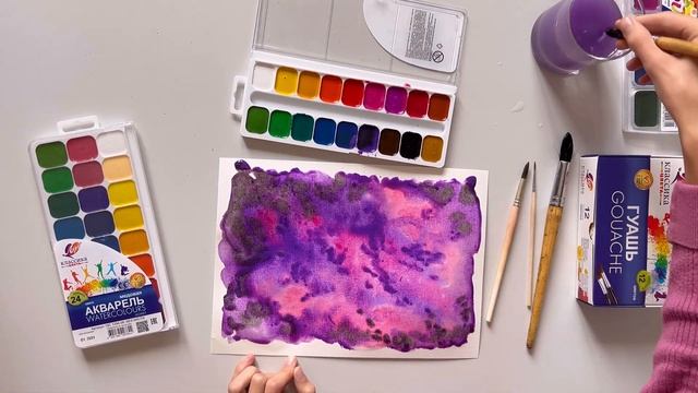 Акварель для начинающих / Как нарисовать космос / Рисование для детей смотреть онлайн