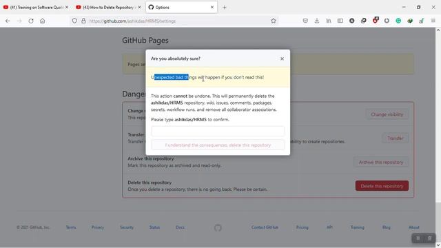 How to delete GitHub repository 2021| Delete GitHub project смотреть онлайн
