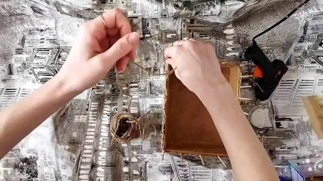 корзинка из коробки,шпажек и джута своими руками. Handmade Jute Basket