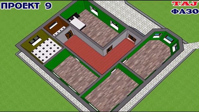 ПРОЕКТ ДОМ 13X10 Накшаи хонаи 4 хучрага баня ва кухни (проект 9) смотреть онлайн