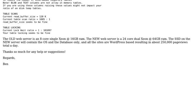 Upgrading to new cPanel Server with mySQL on SSD -- What should I change in my.cnf? смотреть онлайн