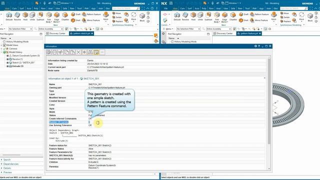 NX Modeling Tips (Sketch): Pattern Curve (complex sketch) vs Pattern Feature (simple sketch) смотреть онлайн
