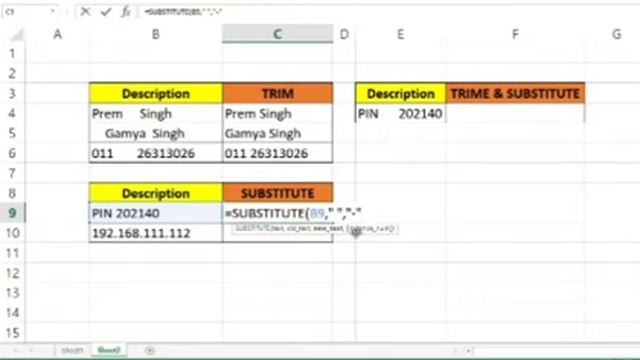 How to use Trim and Substitute Function in Excel to remove extra space and replace. смотреть онлайн