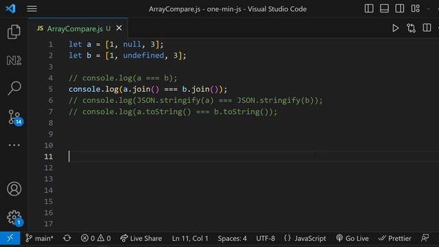 Array Compare | How to compare arrays | Javascript | One Minute Javascript | 1 Min JS | Quick JS смотреть онлайн