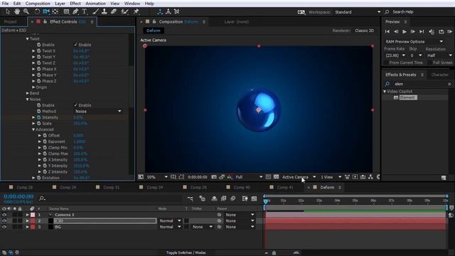 3D Шумы и Деформации в Element 3D! After Effects VideoCopilot На русском. Перевод от JCenterS
