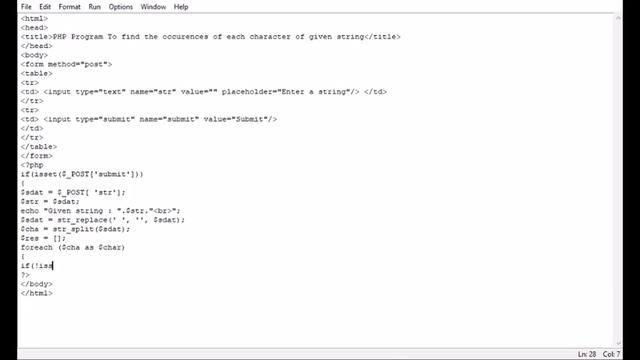 PHP Program To find the occurences of each character of given string смотреть онлайн