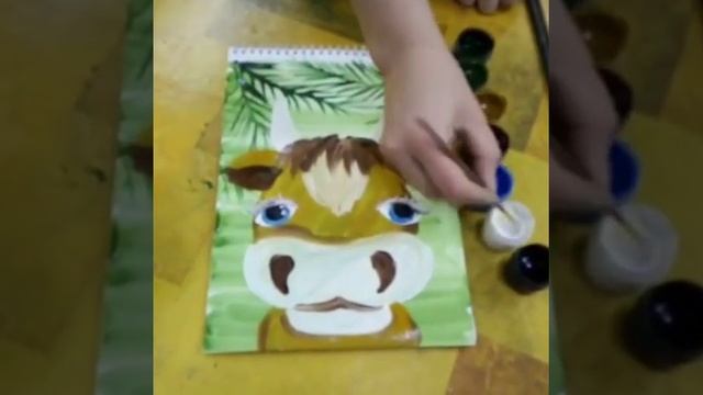 Символ наступающего нового года, рисуем красками. смотреть онлайн