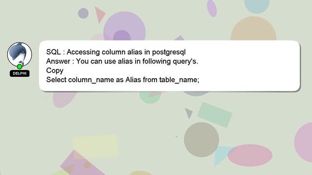 SQL : Accessing column alias in postgresql смотреть онлайн