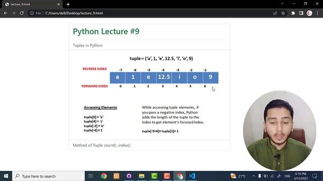 Python Tuple Datatype ?and its Methods index(), count() || (Lecture #9)? смотреть онлайн